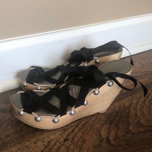 Mohop Interchangeable Ribbon Wedge Sandals
